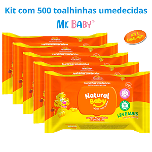 Kit 500 Toalhas Lenços Umedecidos Natural Baby