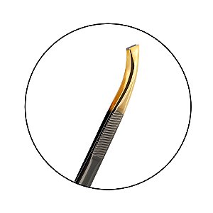 Pinça Profissional Ponta Curva Dourada TW-OR122