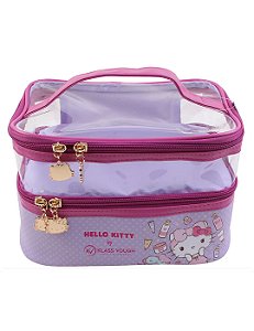 Necessaire Estampada Hello Kitty com Compartimento Duplo: Transparente e Estampado — KCHK-01L