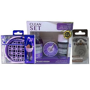 Kit Limpeza com Higienizadores Clean Set, Lavanderia e Coco Esponja