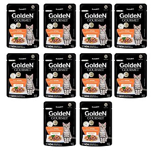 Kit 10 un. Sache Golden Gourmet para Gatos Adultos Sabor Atum 70g