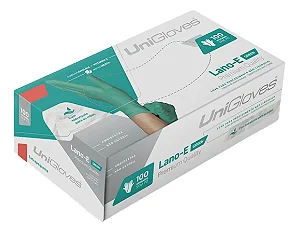 Luva Lano-E Premium Quality Green Látex Sem Pó - Unigloves