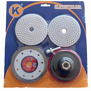 Kit Acabamento Porcelanato 2 Lixas 1 Suporte e 1 Disco