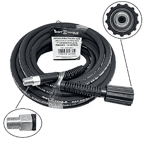 KIT SGT MANGUEIRA TRAMA ACO M2214 X 14 MACHO 12 METROS COM ENGATES