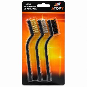 ATOPY JOGO MINI ESCOVA ACO 3 PECAS
