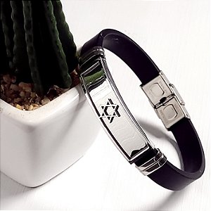 Pulseira Masculino Aço Inox Estrela de Davi