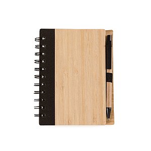 Bloco de Anotações Bambu com Caneta Filip