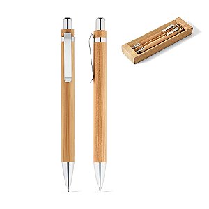 Conjunto de Caneta e Lapiseira em bambu Ibarra