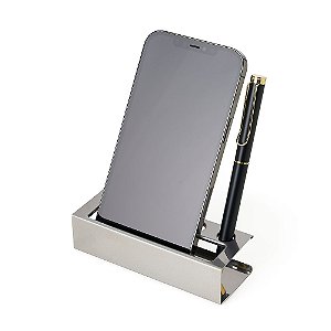 Porta Cartão Inox com Suporte Para Canetas Haco