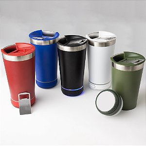 Copo Plug Térmico 400ml em Inox com Caixa de Som
