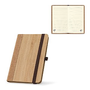 Caderno de bolso de capa dura em folha de bambu e cortiça Karl