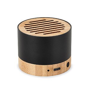 Caixa de som portátil Vision em alumínio 100% reciclado e bambu