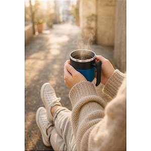 Caneca de viagem com parede interior em aço inox e acabamento mate 400 mL