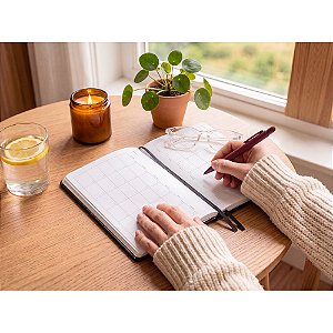 Caderno em PU à base de água com agenda integrada Áster