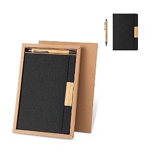 Conjunto de caderno A5 e caneta esferográfica em bambu Milly