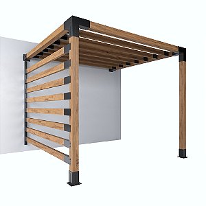 Pergofacil Deck 3x3m 4" Teto Ripado Lateral Ripada