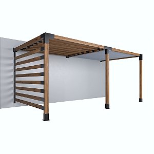 Pergofacil DoubleDeck 3x6m 4" Teto Branco e Ripado Lat Rip