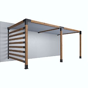 Pergofacil DoubleDeck 3x6m 4" Teto Branco Lateral Ripada