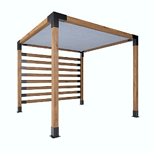 Pergofacil Elegance 3x3m 4" Teto Branco  Lateral Ripada