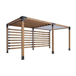 Pergofacil Gracefull 3x6m 4" Teto Branco e Ripado Lat Rip