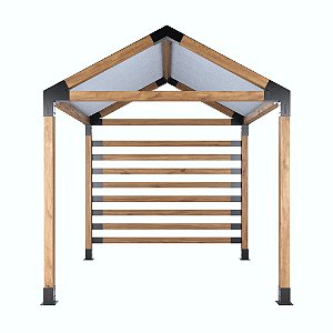 Pergofacil Luxury 3x3m 4" Teto Branco e Ripado