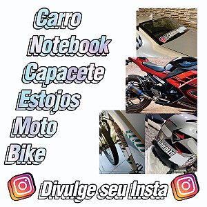 Adesivo personalizado com seu @ Insta Branco ou Holográfico para Carro Moto Notebook Capacete Bike