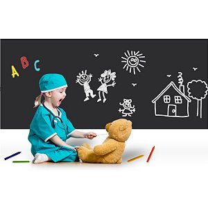 Adesivo Lousa Quadro Negro escrita com giz, preto Fosco, 100 x 50 cm + 2 Giz