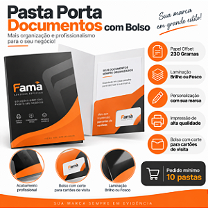 Pasta Comercial para folhas A4 com bolso