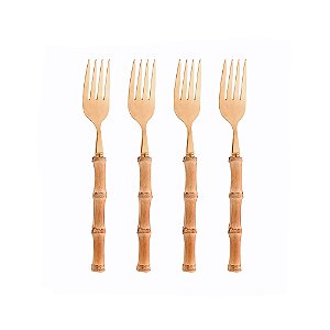 Conjunto 4 Garfos Mesa Bambu Dourado