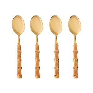 Conjunto 4 Colheres de Mesa Bambu Dourado