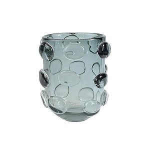 Vaso de Vidro Cinza Bubble Pequeno
