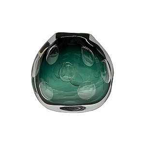 Vaso de Vidro Verde Bolha Pequeno