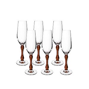 Conjunto Taça Wood Espumante 235ml 6 peças