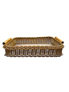 Cesto Retangular Vime G C/ Bambu (34x25)