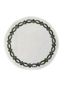 Lugar Americano Truly Branco com Bordado Verde