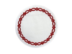 Lugar Americano Truly Branco com Bordado Vermelho