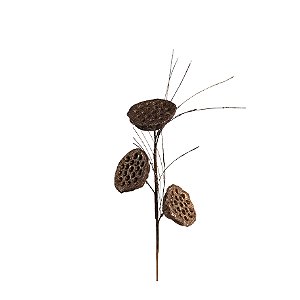 Enfeite Galho Flor de Lótus Gliter Cobre 58cm Natal