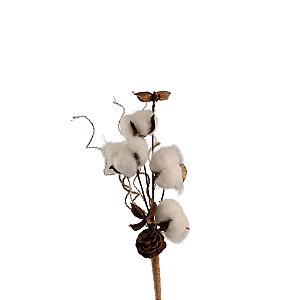 Enfeite Galho Rústico Flor Algodão / Pinhas 45cm Natal