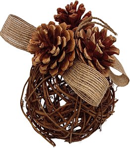 Enfeite Bola Rattan Pinhas 15CM Natal