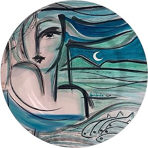 Coleção Maré Mansa, 4 pratos (1 de cada arte) com intervenção em ouro