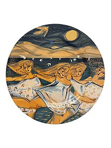 Conjunto com 4 pratos rasos "Ana, Nelly, Tati e Cris" com intervenção em ouro