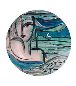 Conjunto com 4 Pratos Rasos "Marina" Com intervenção em ouro