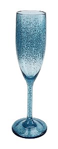 Taça Champagne Acrílico Azul Bolhas 296ml