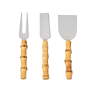 Kit 3 Peças Cortadores de Queijo Bamboo Natural Kenya