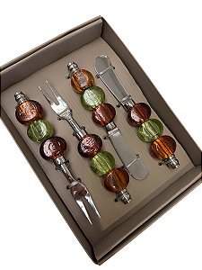 Conjunto 4 Talheres Aperitivo Verde e Âmbar