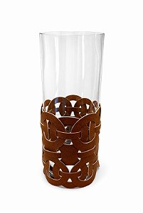 Vaso Trelica Couro Sintético P Marrom
