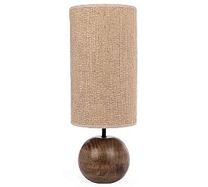 Luminária Mesa Madeira e Juta