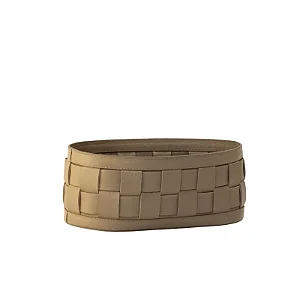 Cesto Trançado Couro Legítimo Kakhi