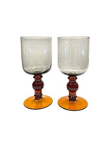 Jogo 2 Taças Vidro Fume e Caramelo 350ml