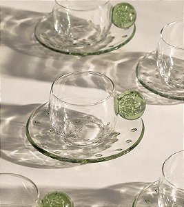 Conjunto 6 Xícaras de Café Verde Vidro